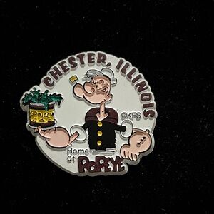 Chester Illinois Popeye Mixed Media Art Pin